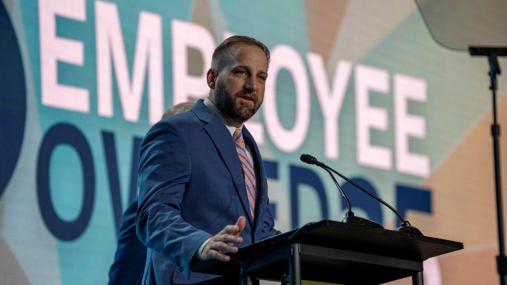 TEA Chair Derrick Vick at the Opening General Session of the Employee Owned 2025 Conference